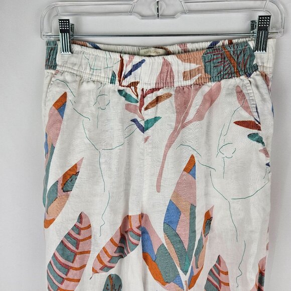 Cynthia Rowley Linen Floral Cropped Pants Size Small Tropical Multicolor - Picture 5 of 11
